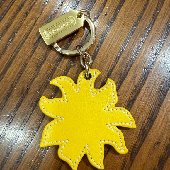 Coach Yellow Leather Sun Key Fob/Bag Charm Gold hardware - Picture 2 of 2
